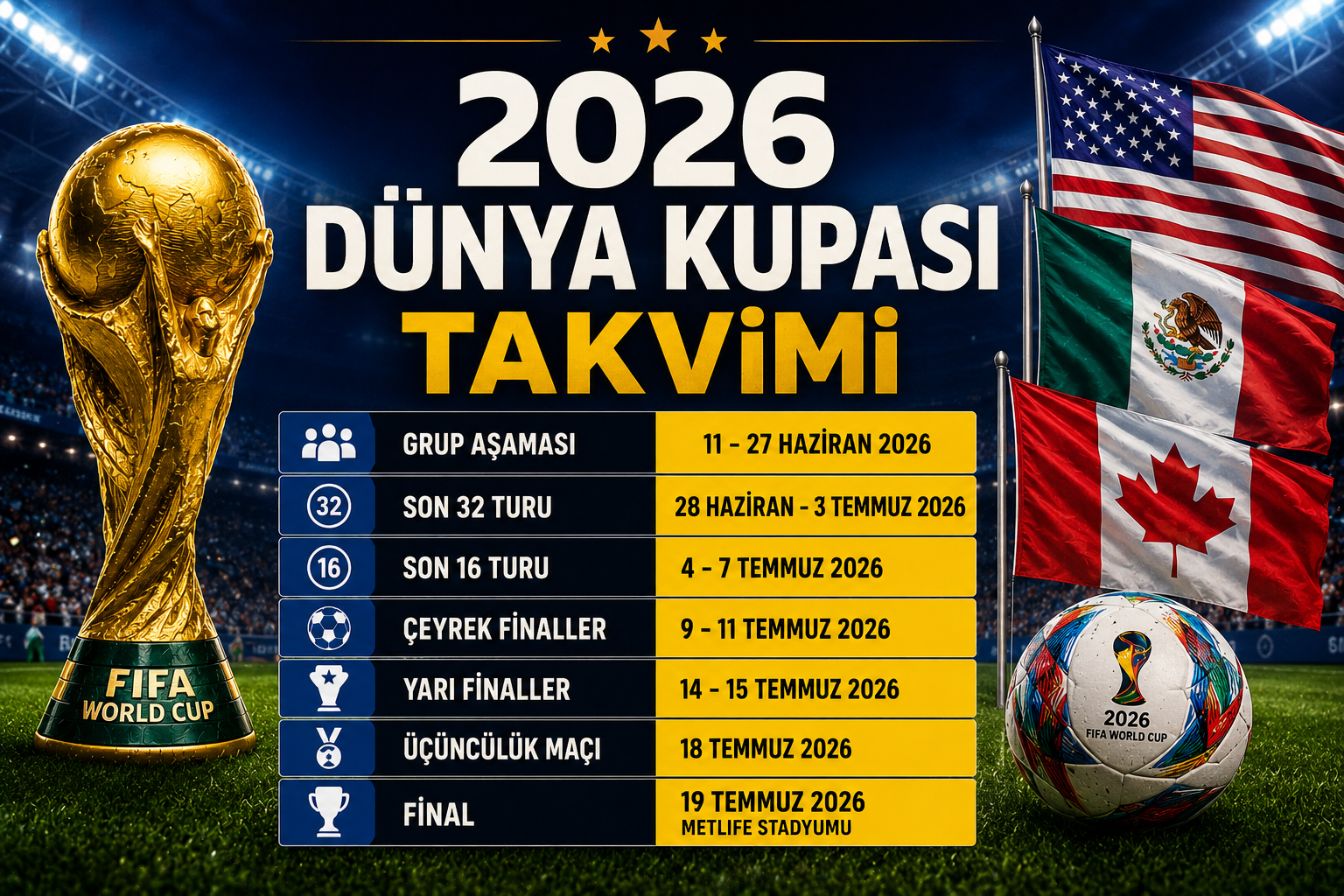 2026 Dünya Kupası Maç Saatleri!