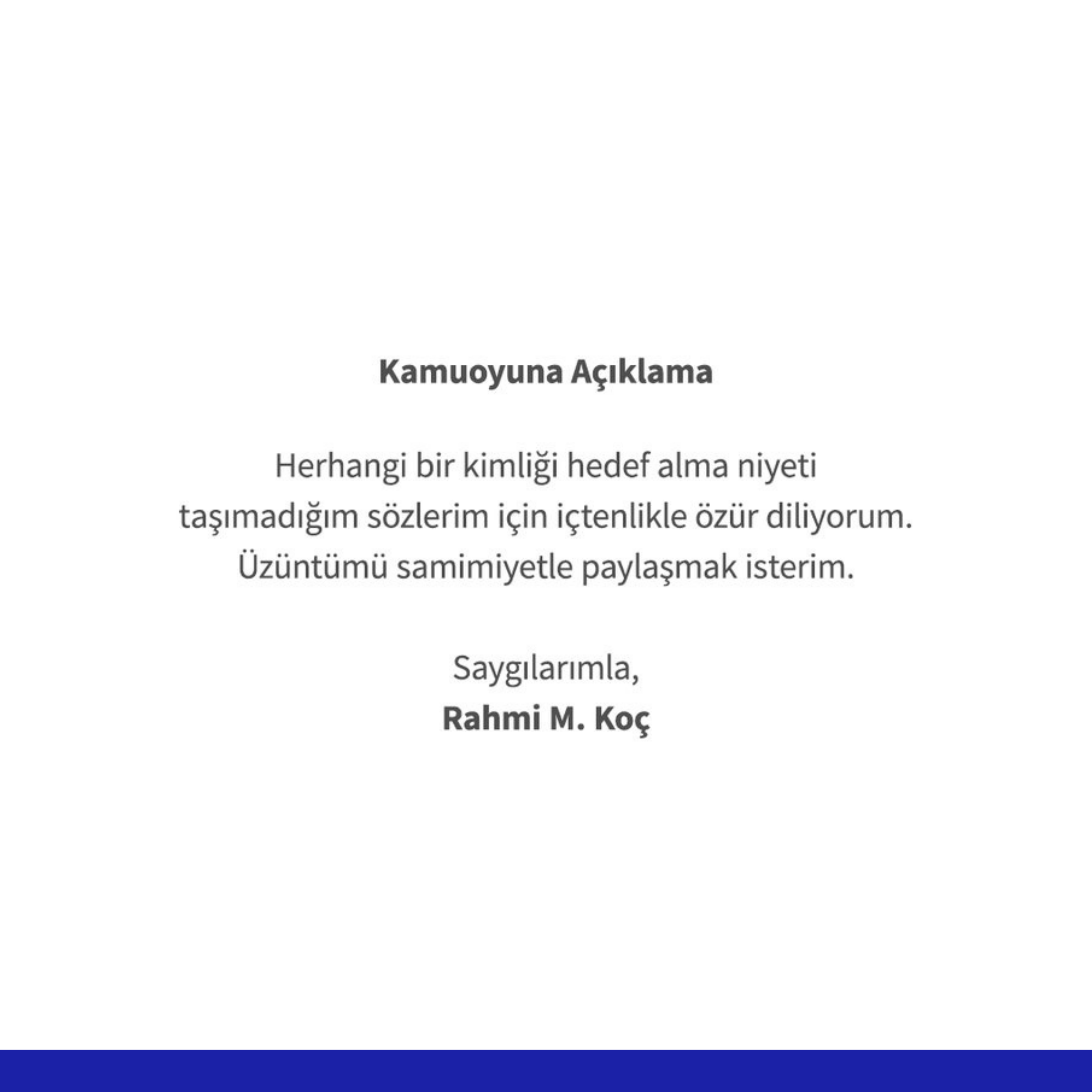 Rahmi Koç Açıklama