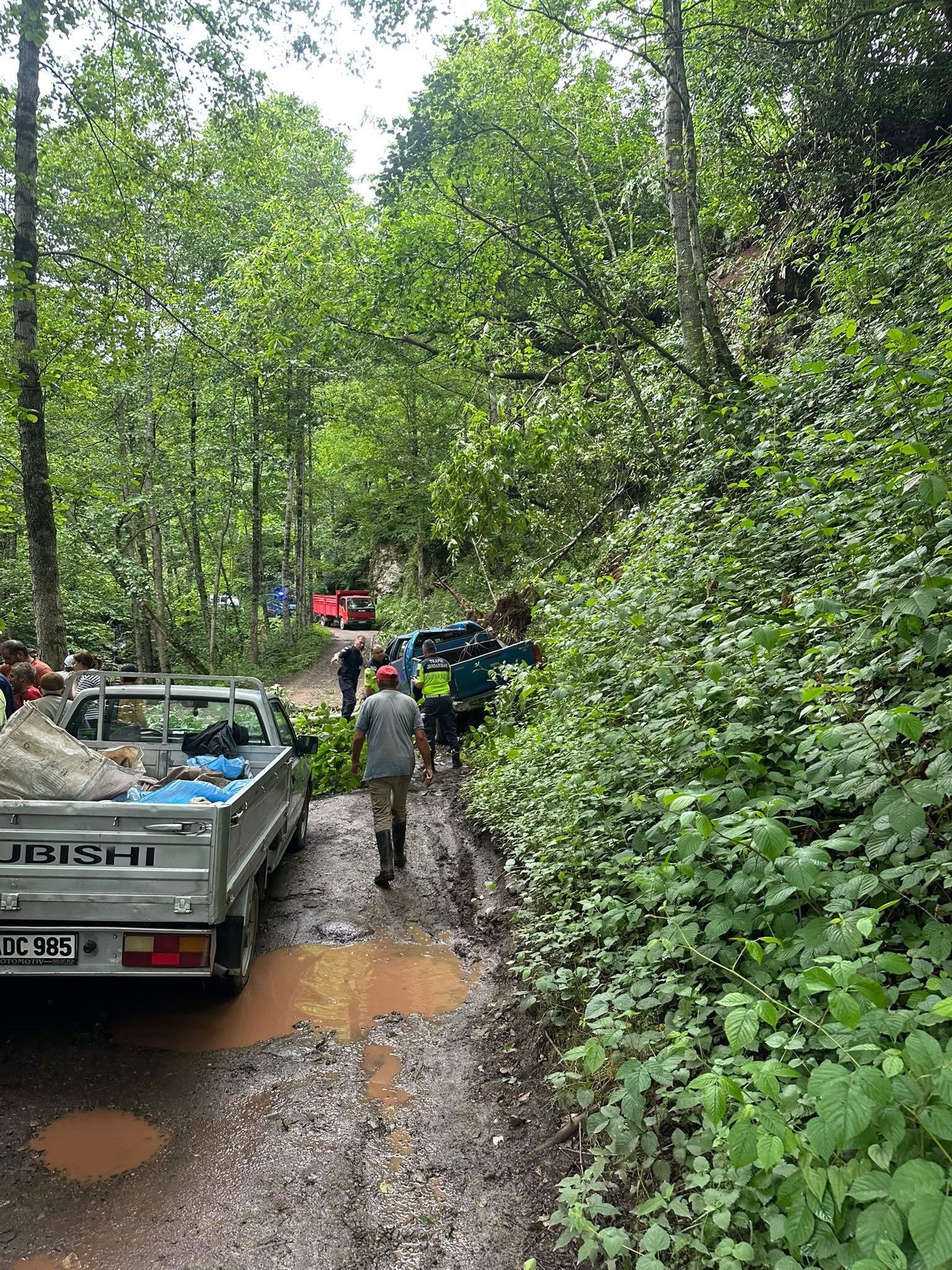 Rize’de Uçuruma Yuvarlanan Kamyonet (2)