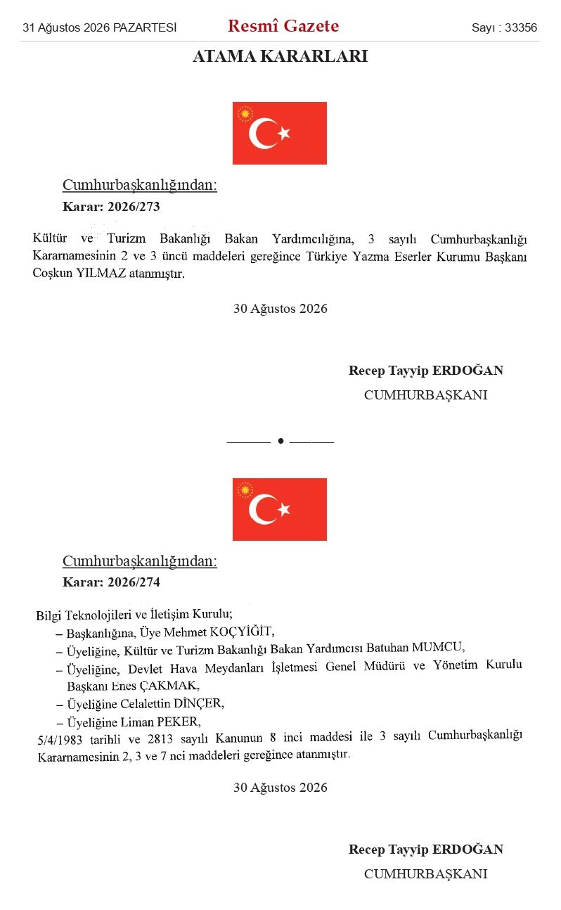 Bilgi Teknolojileri Ve İletişim Kurulu Başkanlığı Atama (1)