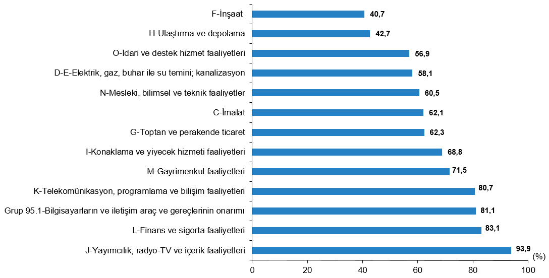 Ekonomik Faaliyet Grubuna Göre Sosyal Medya Kullanan Girişimlerin Oranı (Nace Rev. 2.1), 2026