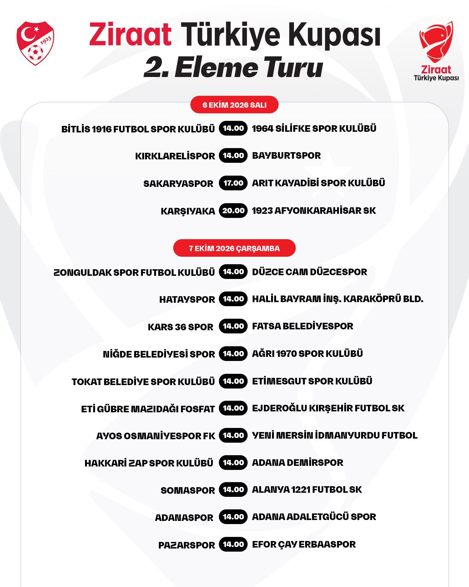 Ziraat Türkiye Kupası 2. Eleme Turu Programı Açıklandı (2)