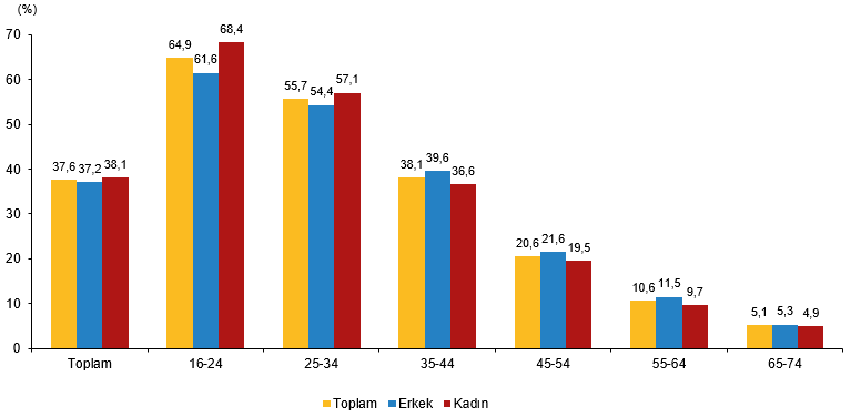Cinsiyete Ve Yaş Grubuna Göre Üretken Yapay Zeka Kullanım Oranı, 2026