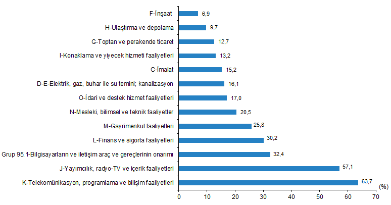 Ekonomik Faaliyet Grubuna Göre Yapay Zeka Kullanan Girişimlerin Oranı, 2026