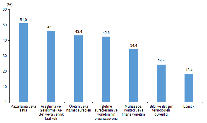 Kullanım Amacına Göre Yapay Zeka Kullanan Girişimlerin Oranı, 2026